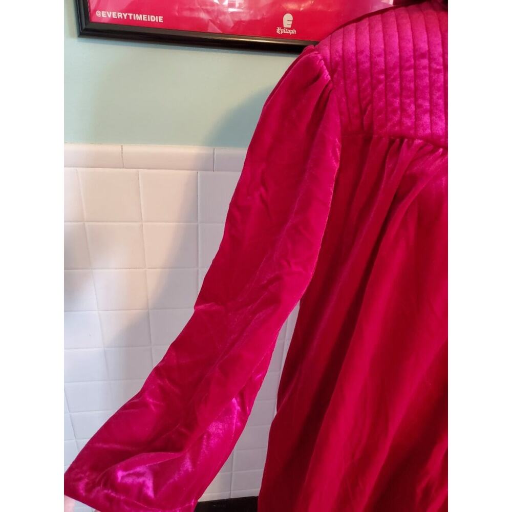 Vintage 80s Magenta Pink Long Sleeve NIght Gown House Robe Dress Size XL - Picture 6 of 8